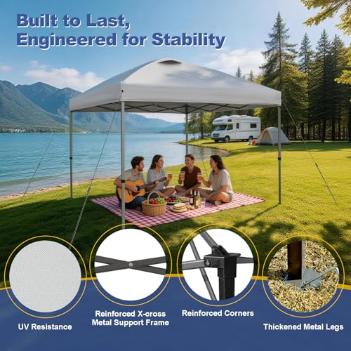 Explore Land 10x10 Pop Up Canopy with One Push Setup Heavy Duty Outdoor Sun Shade Tent for Beach,Camping,Events,Parties(White) by Explore Land - Image 4
