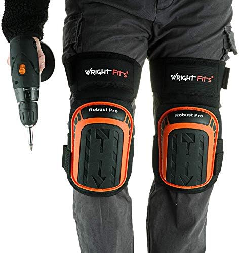 WrightFits Robust Pro Knee Pads for Work Heavy Duty Gel Cushion Pads Perfect for Construction