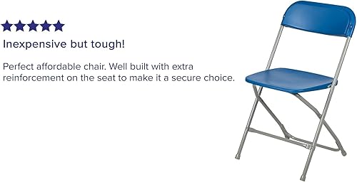Miniatura 5 de Flash Furniture Silla plegable de plástico de la serie Hercules, color azul, paquete de 2 unidades, capacidad de peso de 650 libras, cómoda silla