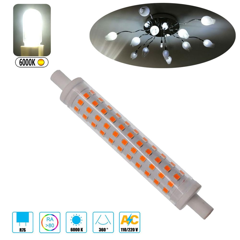 10W 1000LM R7S J118 Bombillas LED Regulables de Cuerpo cerámico AC 110~130V/220~240V 100W Bombillas halógenas de tungsteno Bombillas de Repuesto para iluminación de Taller Lámparas de pie