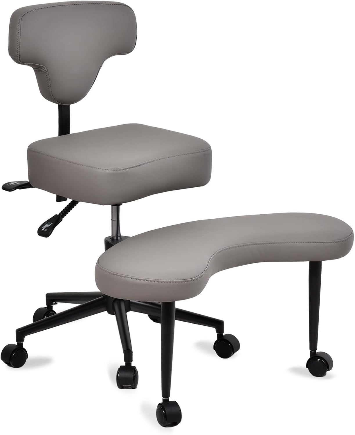 Meditation Chair with Back Support – Padded Leather Floor Seat for Adults with Thick Cushion, Height Adjustable for Yoga, Prayer, and Home Office Floor Sitting, Black