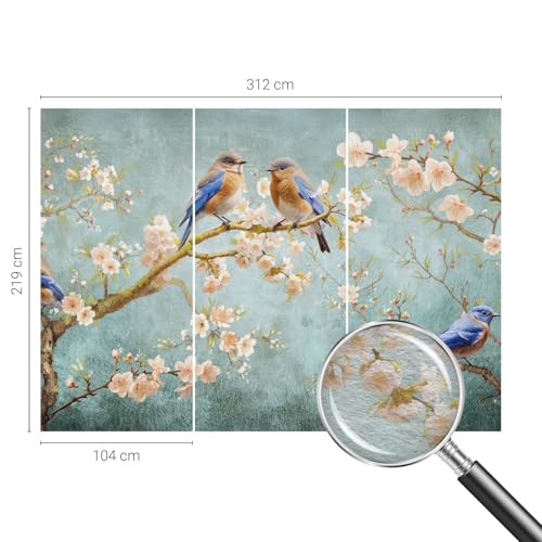 Papier peint oiseaux printaniers pour salon et chambre à coucher