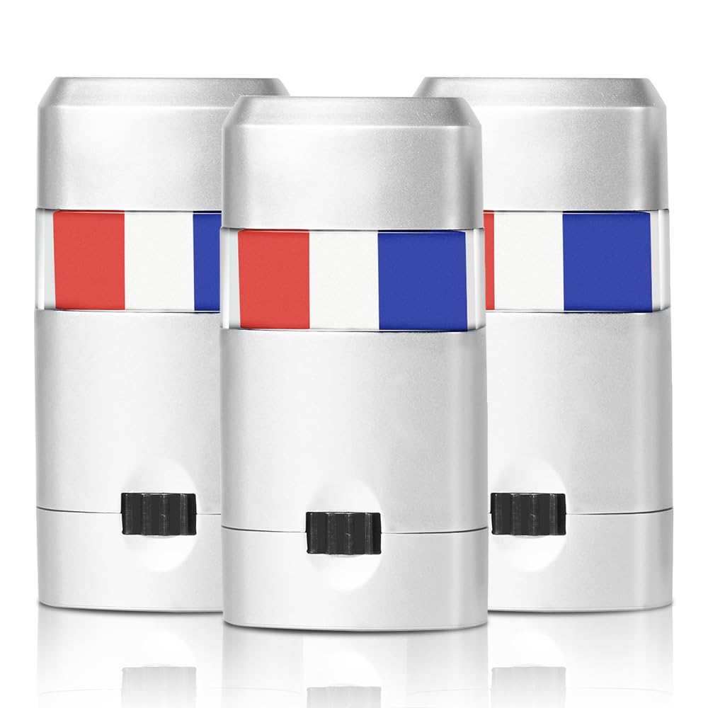 NAVESO Maquillage Bleu Blanc Rouge, 3 Stick Maquillage Bleu Blanc Rouge, Supporter France EM 2024, Crayon de Maquillage France, Kit Supporter France, Drapeau France Maquillagem pour France EM 2024