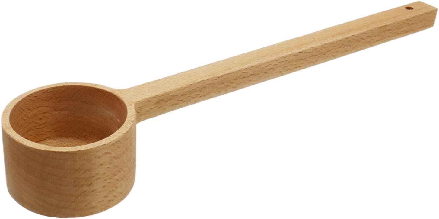 60ml Beech Wooden Spoon,Home Kitchen Tools Utensils Natural Color Coffee Scoops 10.63″x2.28″
