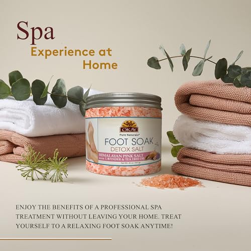 Okay Himalayan Pink Salt Foot Soak With & Tea Tree Oil, lavender, 20 Ounce