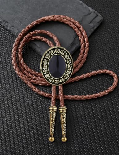 Image of HUABOLA CALYN Bolo tie, Handmade Round Shape Western Cowboy Bola Tie