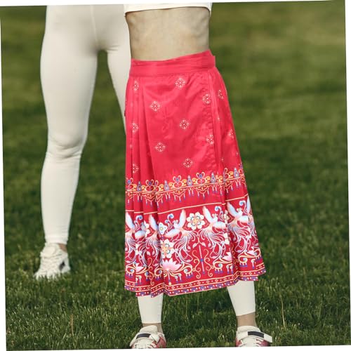 Vestido Hanfu Niñas Rojo Resistente Reutilizable para Bailes 3