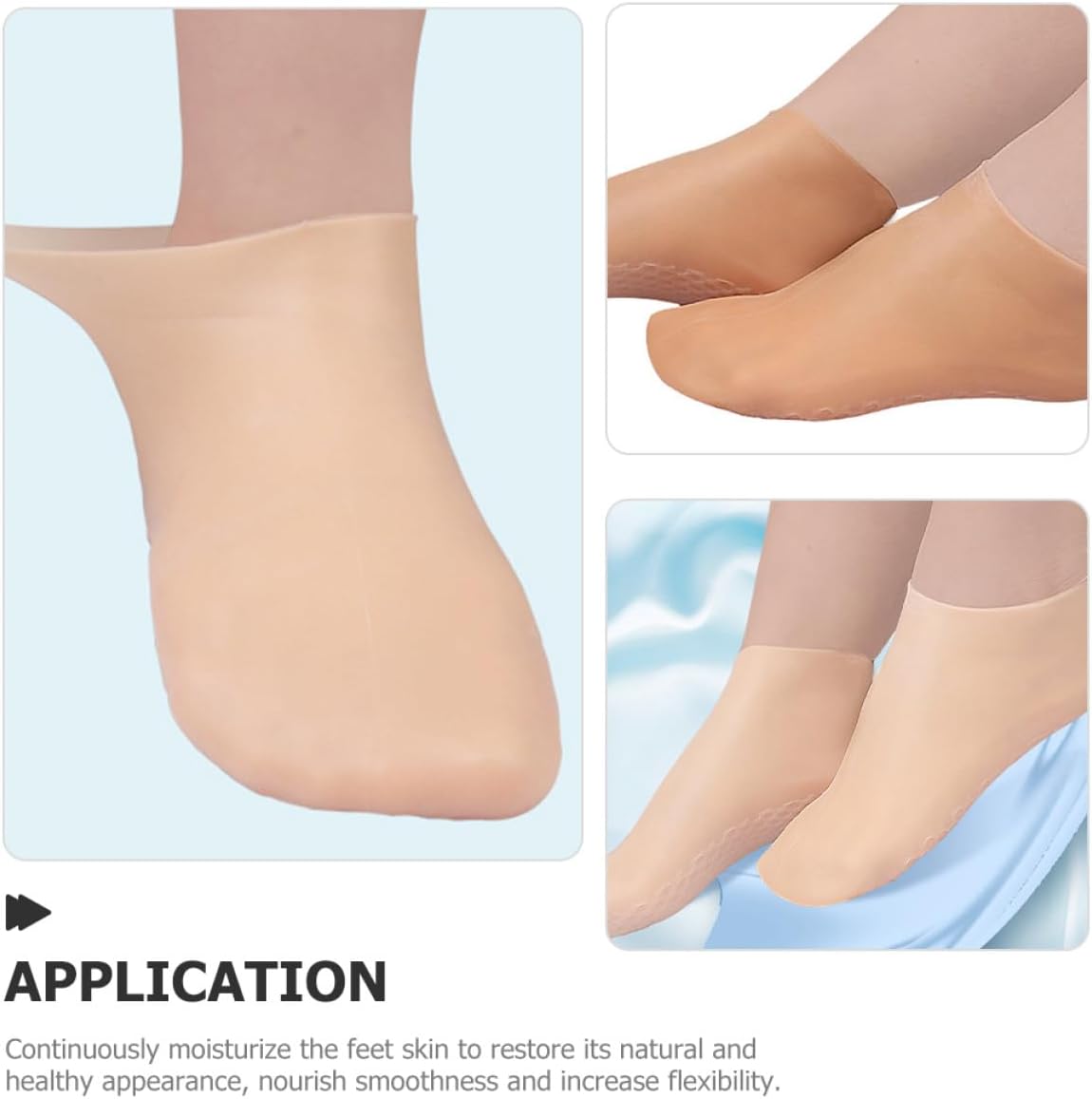 3 Pairs Moisturizing Gel Foot Socks for Cracked Heels Women, Elastic Foot Care Socks Honeycomb Sole Cushioning for Dry Skin Repair Overnight Spa Use