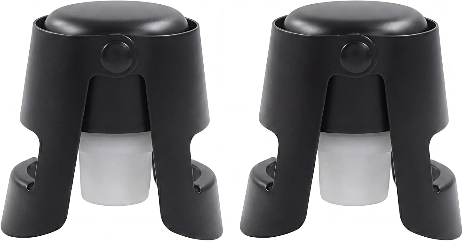 Champagne Stoppers, Black, 2 Pack