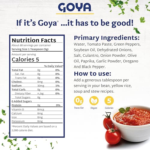 Sofrito Tomato Paste by Goya, Tomato Cooking Base with Cilantro, Minced Garlic, Green Peppers, Onion, and Olive Oil, Latino Seasoning for Rice, Beans, Soups, Chili, and Stews, 2-Pack, 12 oz Jars - Thumbnail 4