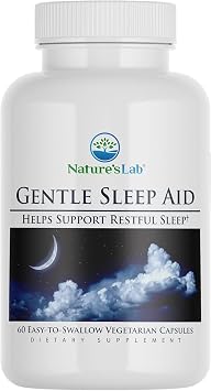 Natures Lab Gentle Sleep Aid 60ct 30 Day Supply - Melatonin, GABA, L-Theanine, Valerian Root, Chamomile and More