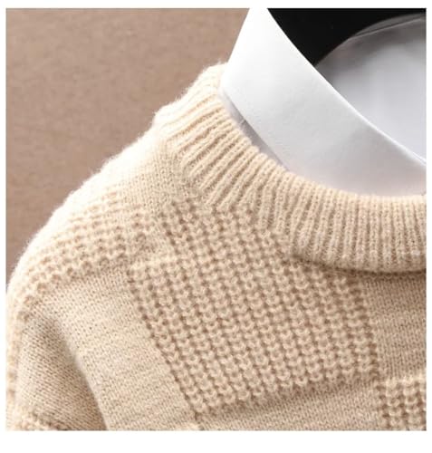 Men Crew Neck Sweater Vintage Casual Solid Daily Pullover Crew Neck Long Sleeve Knit Sweater4
