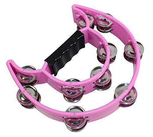 Ymc Half Moon Ez Grip Tambourine 20 Jingles Metal Jingles Hand Held Percussion - Pink #TOP2