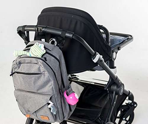 Mochila de viagem para fraldas de bebê com bolsos isolados, estojo para lenços, trocador e alças par