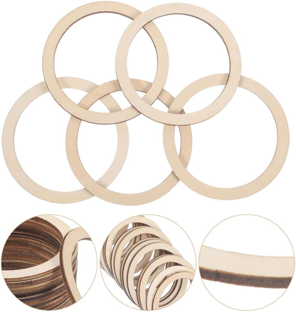 100pcs Wood Circle Hoop for Dream Catcher Crafts and Hanging Decor