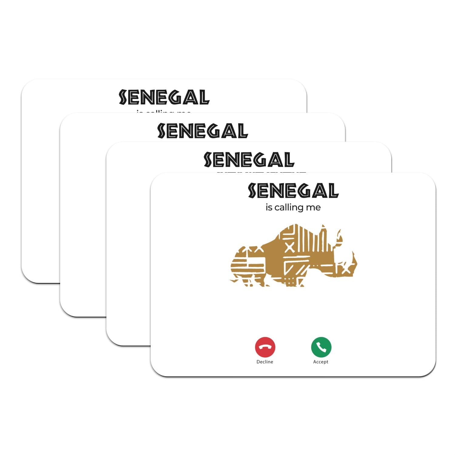 Sets de table Sénégal is Calling Me Rhinoceros Safari grand format lot de 4