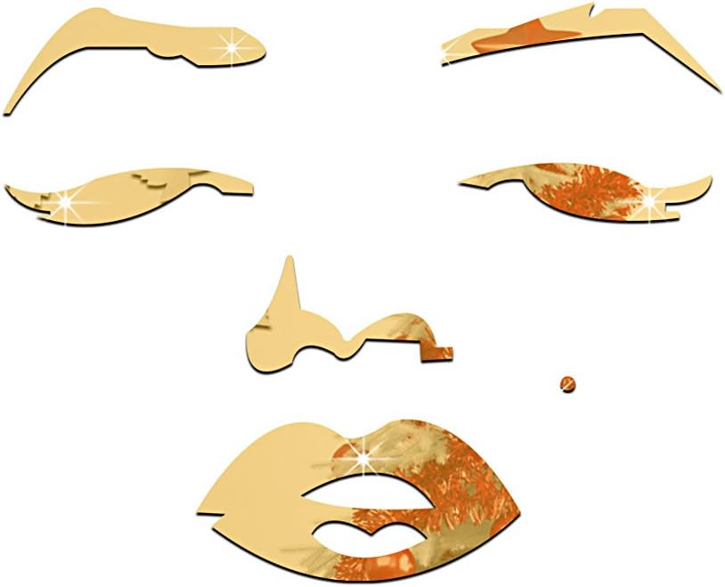 Silver Gold Marylin Monroe Face Shaped Acrylic 3D Mirror Wall Stickers, Gold
