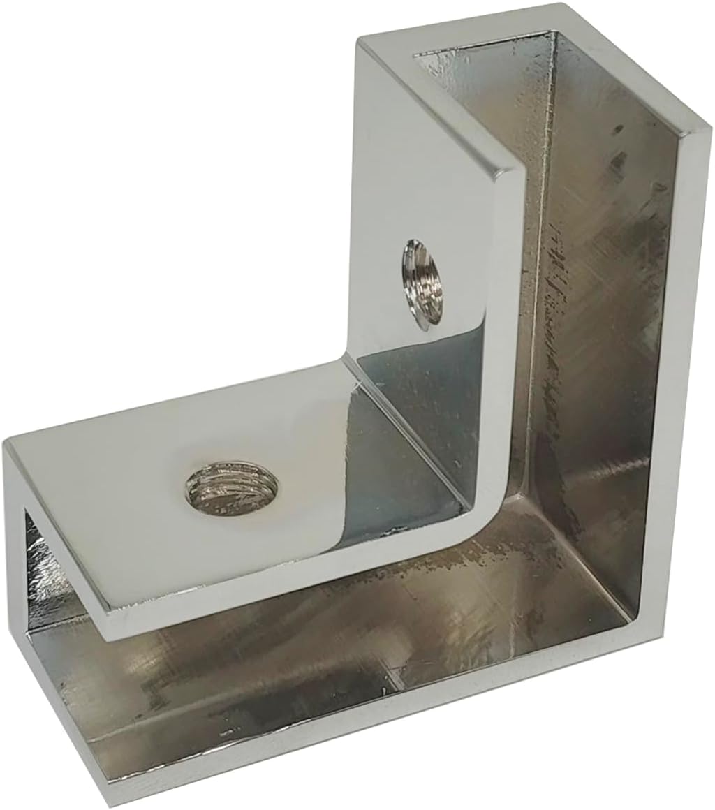 90 Degree Glass Clamp Shower Door Hardware, Shower Glass Brackets for 5/16" to 1/2" (8 to 12 mm) Thick Bathroom Hardware Accessories - Bright Chrome Finish