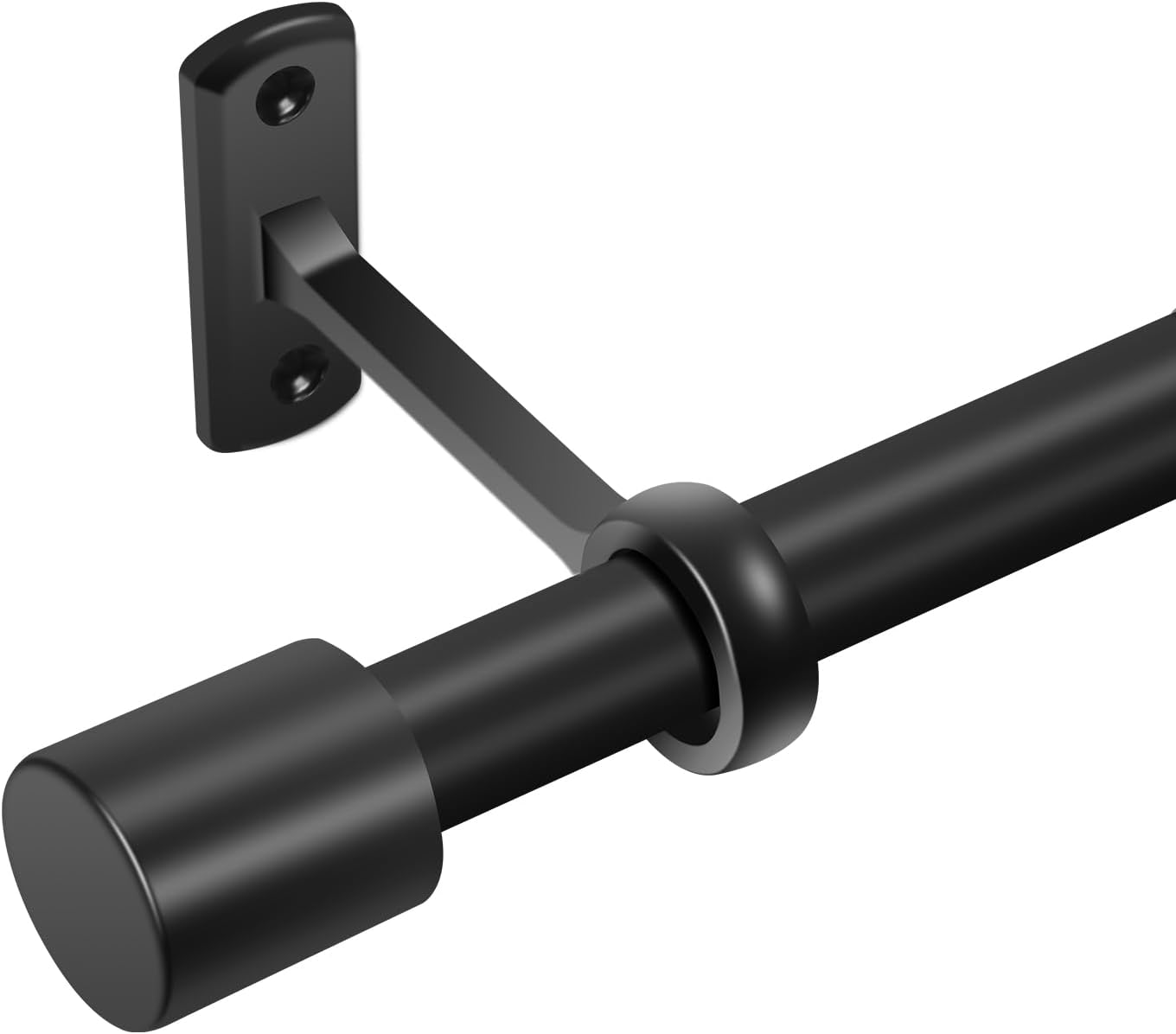 Curtain Rods for Windows 32 to 48 Inches, Short Adjustable 1 Inch Black Curtain Rod for Outdoor Indoor, Modern Heavy Duty Drapery Rod, All Metal, Easy Install 32" to 48"