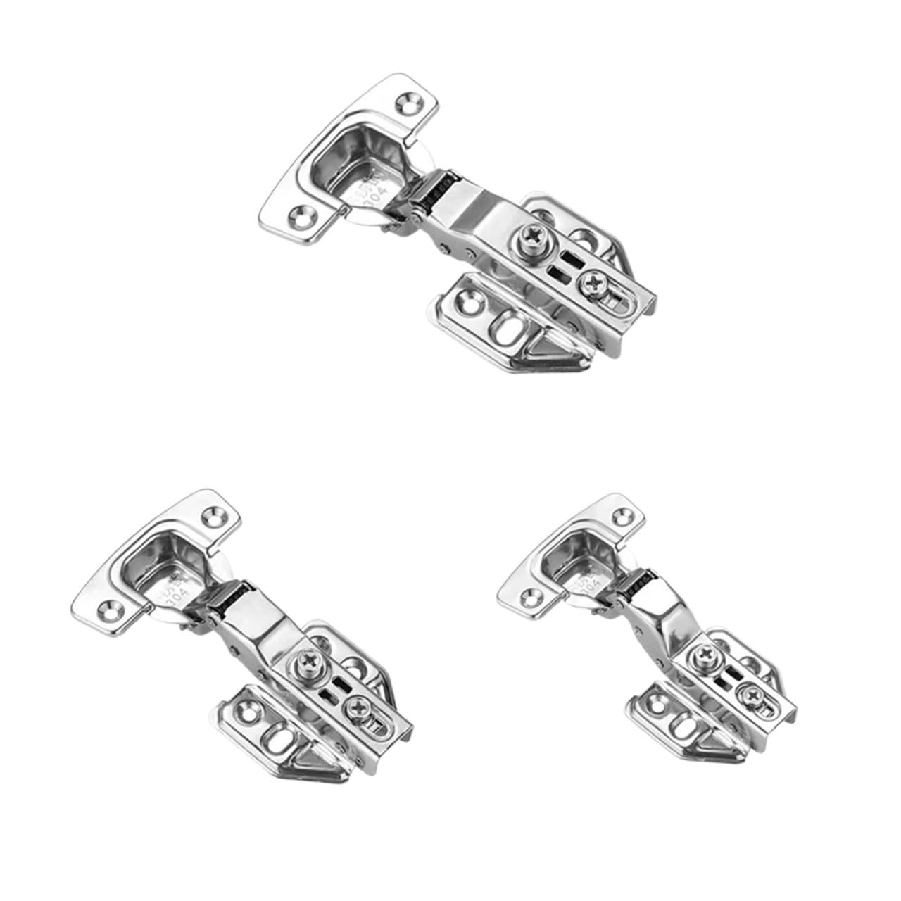 Cabinet Door Hinge 2 Pcs Stainless Steel Cabinet Door Hinges Hydraulic Damper Buffer Soft Close Quiet Wardrobe Concealed with Screws(Inset)