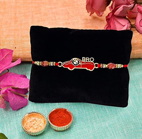 Image of 2 Pcs Amazing Bro And Bro Car Bracelet Rakhi For Brother | Rakhi Combo-146-155 | Red Wristband