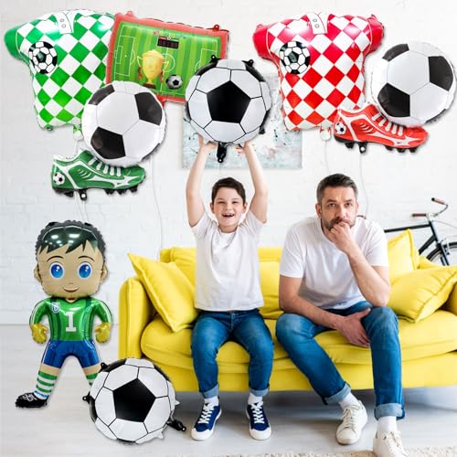 8 Pcs Soccer Ball Balloons Soccer Cleats Sneaker Jersey Player Stadium Foil Mylar Balloon Soccer Party Decoration for Birthday Boys Men Sports Theme Party Supplies by mutpne - Used condition - Image 5
