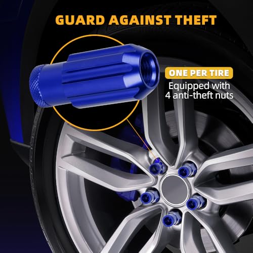 Image of M12x1.25 Lug Nut 20 PCS, Wheel Lock Bulge Acorn Open End Lug Nut Set Compatible with Toyota, Honda, Ford, Mitsubishi, Mazda, KIA, Hyundai, 1 Socket Included, Blue