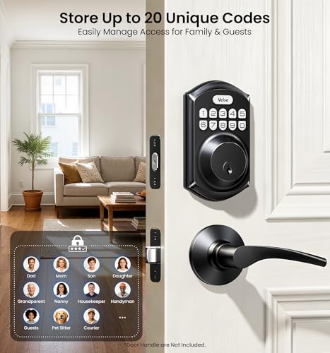 Veise Keyless Entry Deadbolt, Keypad Door Lock for Front Door, Matte Black by Veise - Used condition - US$31.61