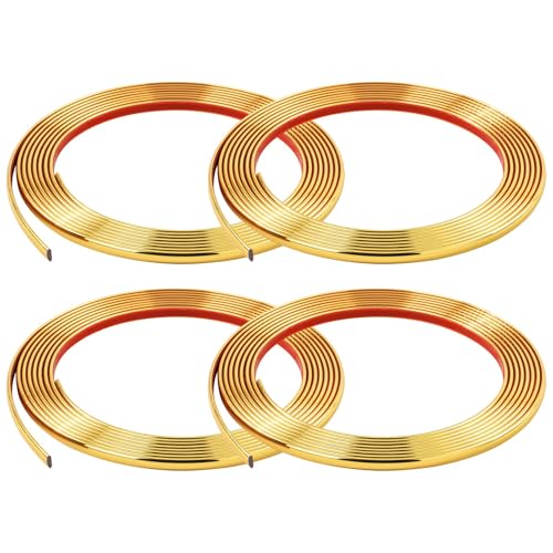 20M(5M*4 Rolls) Gold Flexible Moulding Trim,Self-Adhesive Decorative Edging Strip for Tile,Wall,Mirror, Ceiling,Floor,Panel,Cabinet,Peel and Stick PVC Mirrior Frame Trim,8MM