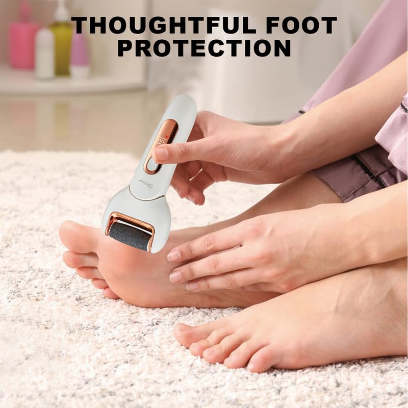 HATTEKER HT-528 Electric Callus Remover for Feet, Rechargeable Callus Remover Pedicure Tools 3 Roller Head & 2 Speed, Digital Display, Foot Care Pedicure Kit for Foot Dead Skin and Calluses, 240 mins 3 511eRY7bjFL