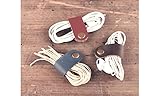 ZE Handmade Genuine Leather Button Closure Cable Organizer for USB Cables,Mobile Phone Charge Wires,Laptop Cords,Earbuds/Earphones Wires Set of 3