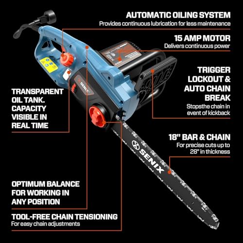 SENIX 18-Inch Corded Electric Chainsaw