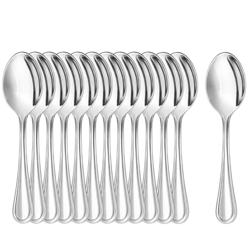 COM-FOUR® 12x Cucchiaini da caffè espresso in acciaio inossidabile - eleganti posate da tavola dal design semplice - cucchiaini - cucchiai da dessert (12 pezzi - cucchiaino espresso 12cm)