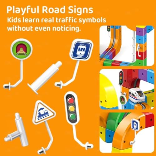 Image of Hop N Play Electric Magic Train Track Set (51 PCS) | 3D Anti-Gravity Flexible Track with Motorized Train & Traffic Signs | Indoor Play Toy Set, STEM Building Toy for Kids Boys & Girls (Ages 3+)