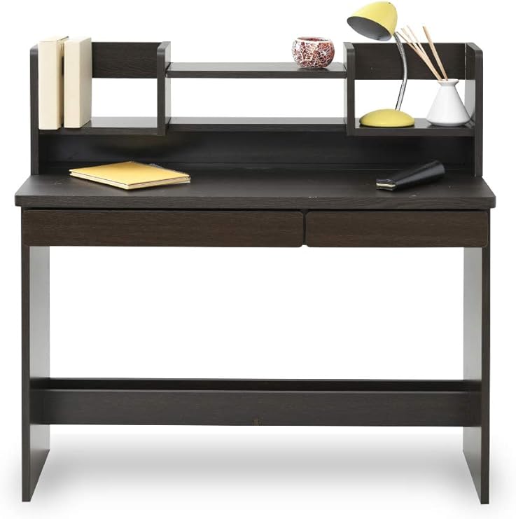 Amazon Co Jp Jkプラン オフィスデスク 机 シンプル 幅100 奥行45 高さ102 シェルフ 引出 収納 ダークブラウン Sgt 0134 Db 文房具 オフィス用品