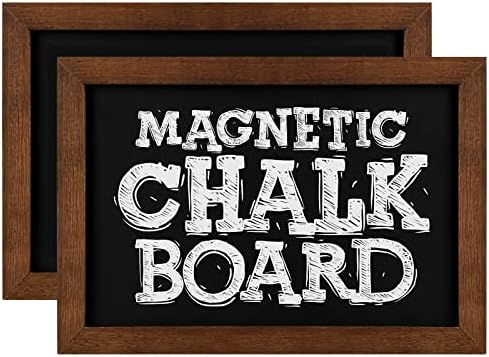 TORASO Chalkboard, 2 PCS Solid Wood Frame Magnetic Surface Chalkboard Sign, Rustic Walnut Wood Framed Chalk Board for Wedding, Kitchen, Bar, Restaurant, Menu & Home Decor, 8.5" x 12"(BN-2232-2p)