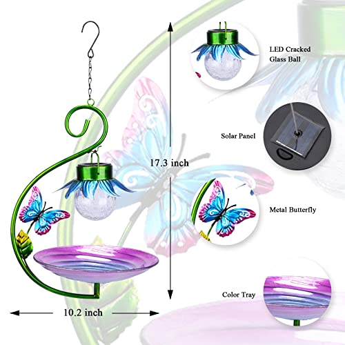 MUMTOP Banho de pássaros suspenso – Banhos de pássaros para ambientes externos, tigela solar de vidr