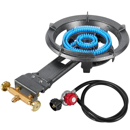 Bestfire 13' Single Propane Burner Stove 90,000 BTU Cast Iron Portable Outdoor Burner with 0-20 PSI...