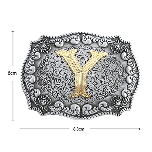 Image of HUABOLA CALYN Belt Buckle Men, Western Cowboy Rodeo Small Alphabet Letter ABCDMRJ to Z Initial Belt Buckles for Women