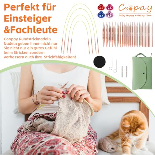 Coopay Roségold Rundstricknadel Set 3,0-10,0 mm – Bild 4