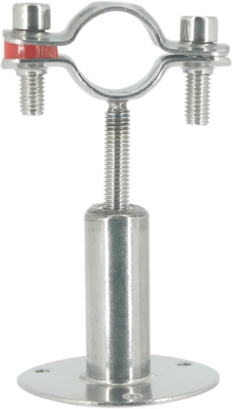 Ceiling Mount Pipe Support 15mm-89mm OD Stainless Steel SS304 Pipe Clamp Clip Support Bracket with BasePlate Pole Length 100Mm-150Mm(70-76mm)