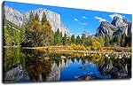 Mountain Lake Wall Art Green Forest Canvas Pictures Landscape Moraine Lake Contemporary Nature Canvas Print Art Modern Wild Canvas Artwork for Living Room Bedroom Office Wall Decor Large 50 x 100 cm