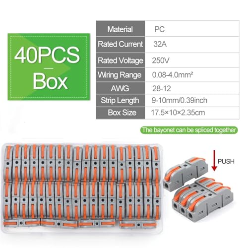 Conector de cable de palanca multiplex 1 a 1 de empalme rápido en caja de 40 unidades 2