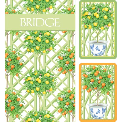 Caspari Citrus Topiaries Set de Bridge en Caja Regalo