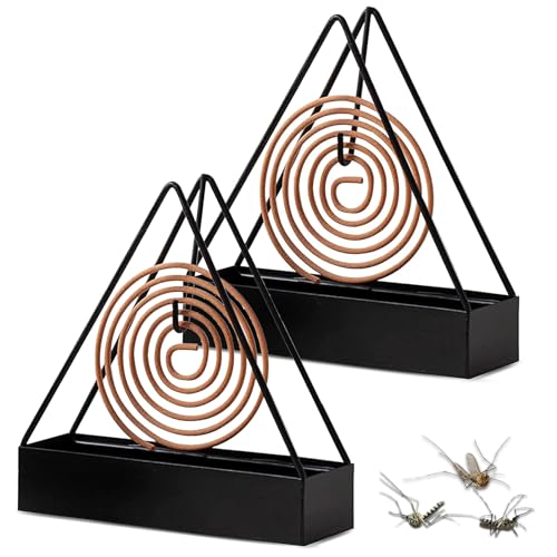 Pipihome 2Pcs Incense Citronella Coils Holder, Mosquito Coils Midge Repellent Outdoor, Triangular Mosquito Coils Holder, Iron Hangable Mosquito Coil Incense Burner With Handle for Home, Camping