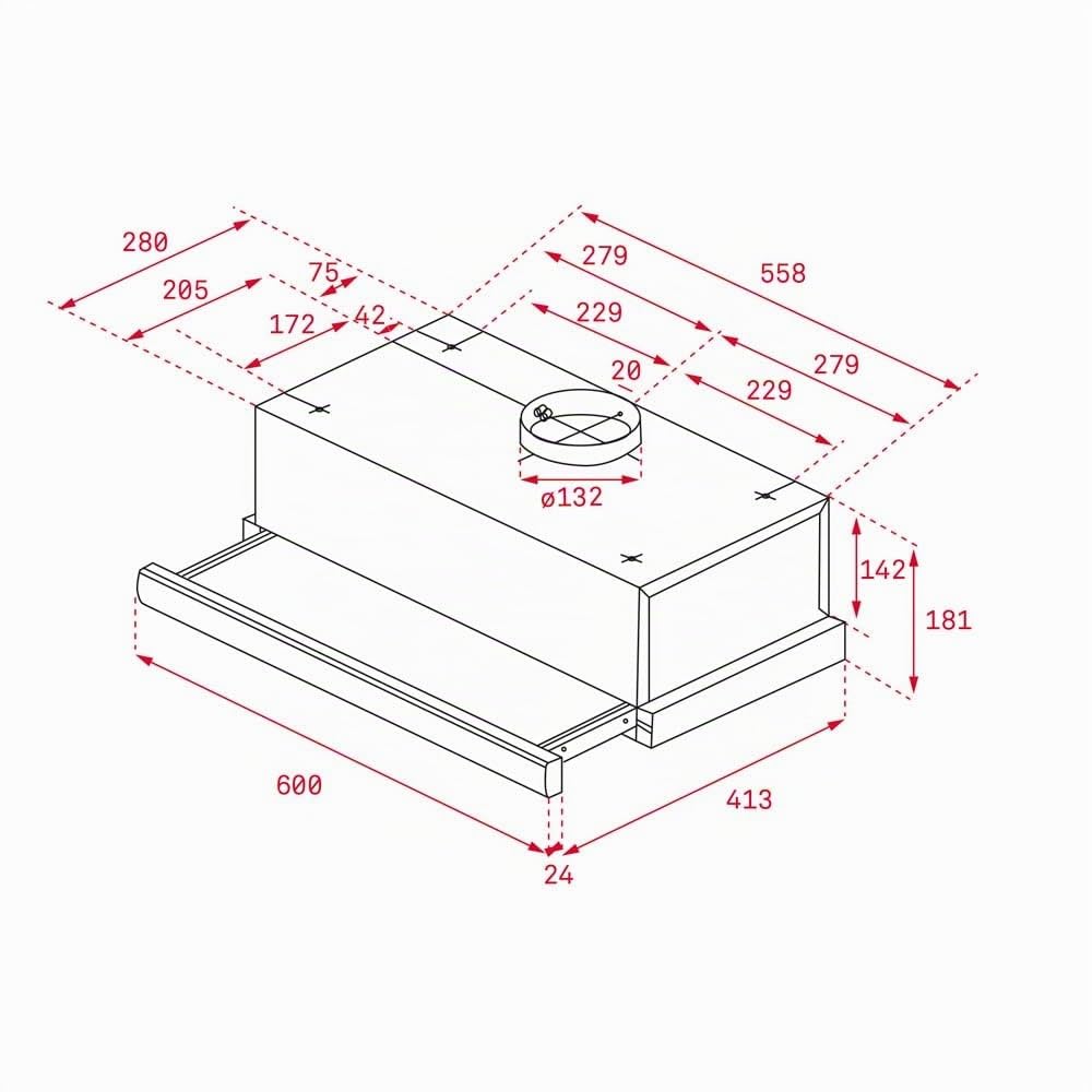 Teka | Campana Extensible con motor de doble turbina en 60 cm | TL 6310 | Negro | 18.1 x 60 x 30.4-43.7 cm
