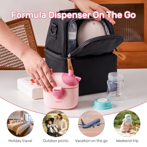 Image of NCVI Baby Formula Dispenser On The Go, Formula Container To Go, Formula Holder for Travel, Outdoor Picnic with Baby Infant, Portable Container for Milk Powder, Snacks, Candy, Fruits (Pink)
