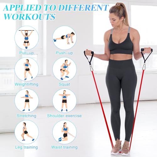 4 Pcs Elastique Musculation, Elastique Sport Bande Elastique Musculation avec Sac Ancrage de Porte, Bande de Résistance Bande Elastique Fitness pour Entraînement Gym Fitness Pilates Yoga – Image 6