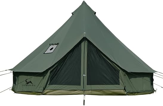 MC TOMOUNT Canvas Tent Bell Tent Yurt with Stove Jack Zipped Removable Floor for Glamping Truck Car Camping