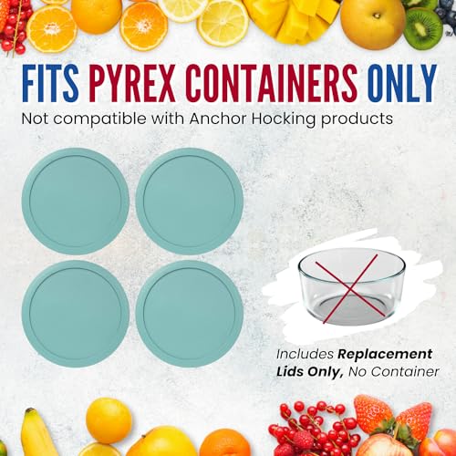 Replacement Lids fits Pyrex 2-Cup Glass Food Storage Container Bowls, 5-Inch Plastic Round Lids Covers for Pyrex 7200-PC, Airtight & Leakproof (4-Pack, Turquoise) by MRX Solutions - Used condition - Image 5